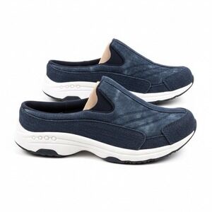 Easy Spirit Traveltime 514 Womens Dark Blue Acid Wash Denim Clogs Mules 6.5 M